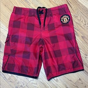 Manchester United Board Short/Swimmers Red Black w/Pocket and Logo Men's Size 36